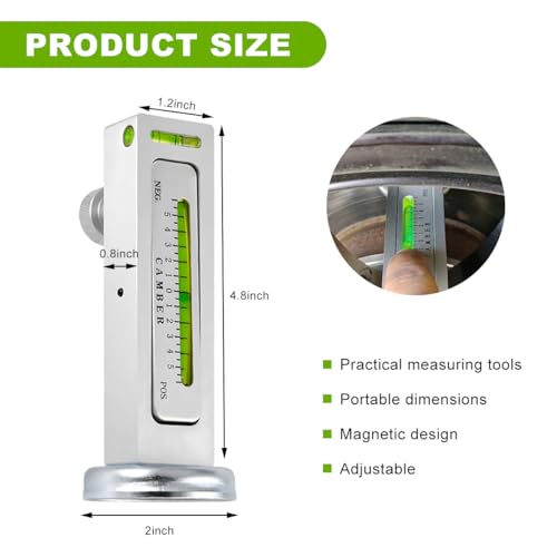Image of Adjustable Magnetic Gauge Tool, Camber Castor Strut Wheel Alignment Gauge with Magnetic Base, Universal Automotive Wheel Alignment Tool for Car Truck RV Tire Repair (White)