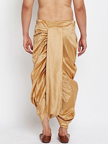 Image of SOJANYA (Since 1958 Mens Black Stitched Dupion Silk Dhotis, Size: Freesize
