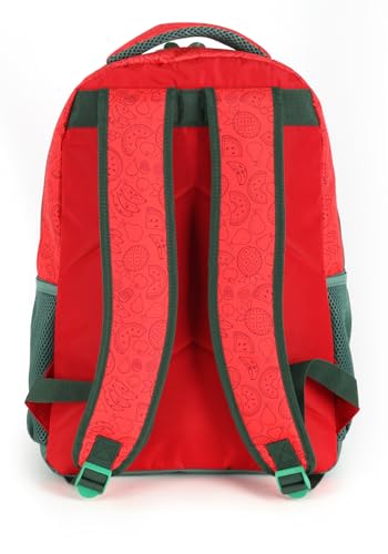 Mochila Escolar De Costas Turma Da Mônica Vermelho Grande 4 Ziper e Porta Garrafas - Luxcel