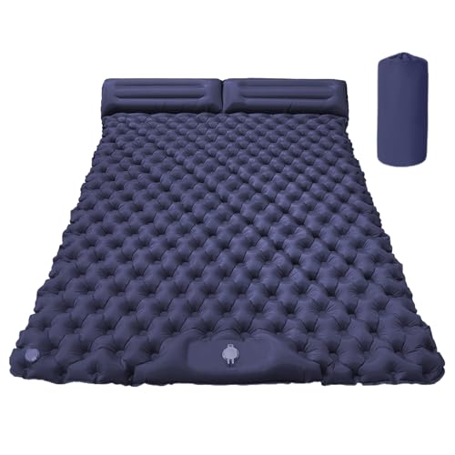 Doble Almohadilla Para Dormir - Doble Almohadilla De Cama, Cama Al Aire Libre | Colchón De Espuma Autoinflable, Diseño De Bomba De Pie Integrada, Estera Plegable Ligero, Almohada Compacta