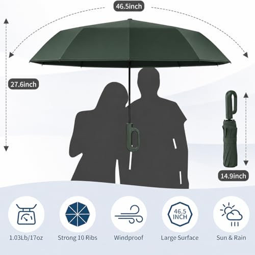 Image of Umbrella, UV Big Size Umbrella for Sun Protection Rain Windproof Strong Large 3 Fold For Men Women Kids Boys Girls Perfect & Stylish Windproof & Compact