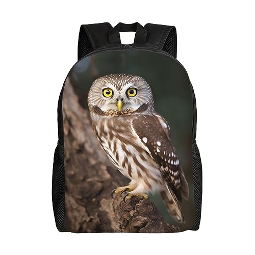 Mochila Casual Impermeable con Estampado de Búho Negra
