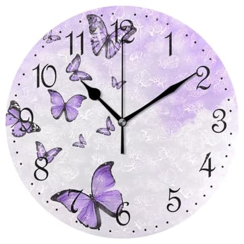 Mnsruu Silent Wall Clock with Butterflies Cover