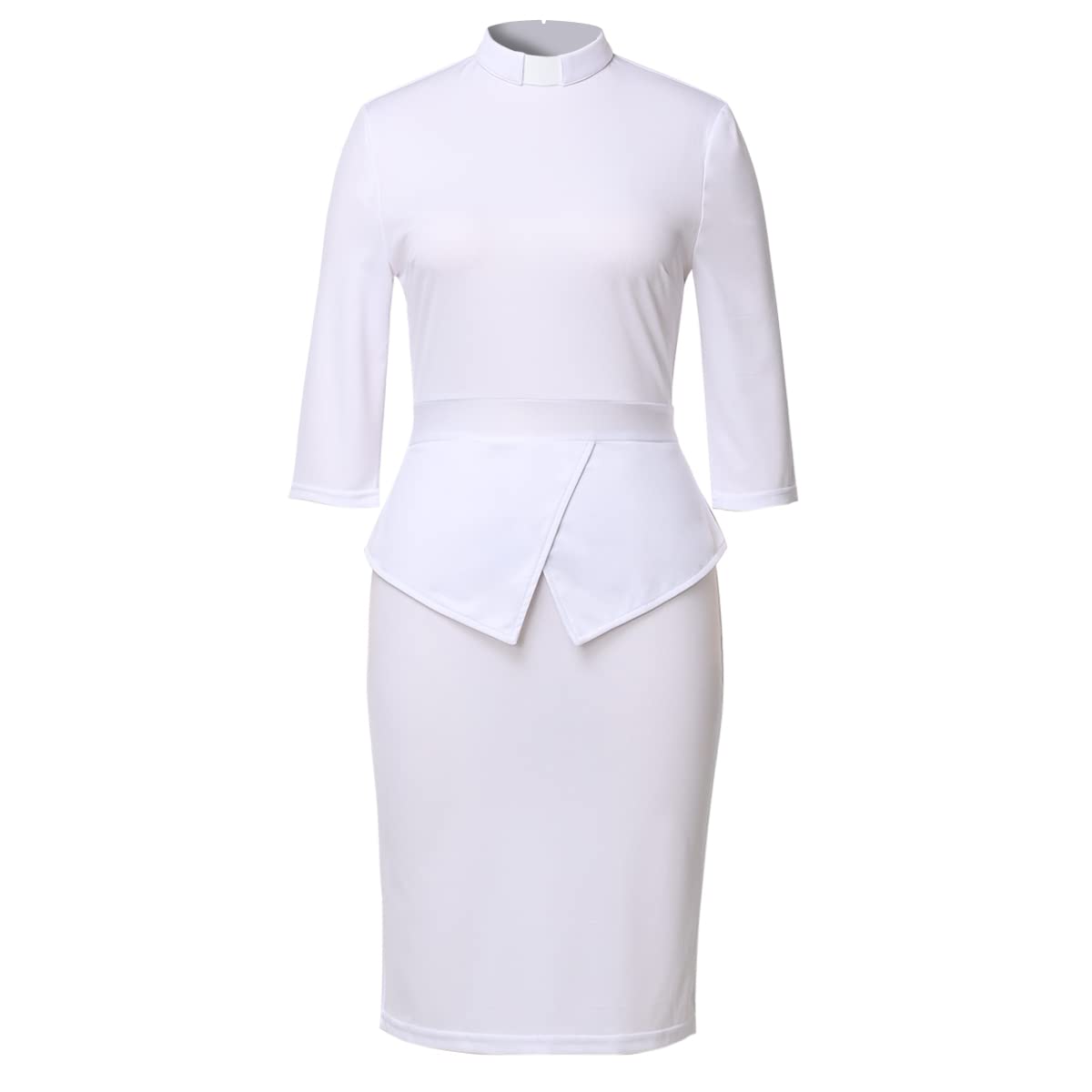 BLESSUME Catholic Church Women Clergy Tab Collar Dress Mass Sheath Dress