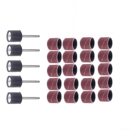 25Pcs Sanding Drum Kit for Rotary Tools with Rods, 1/2 Inch Abrasive Grinding Heads 40-320 Grit for Metal Wood Polishing(150 Grit)