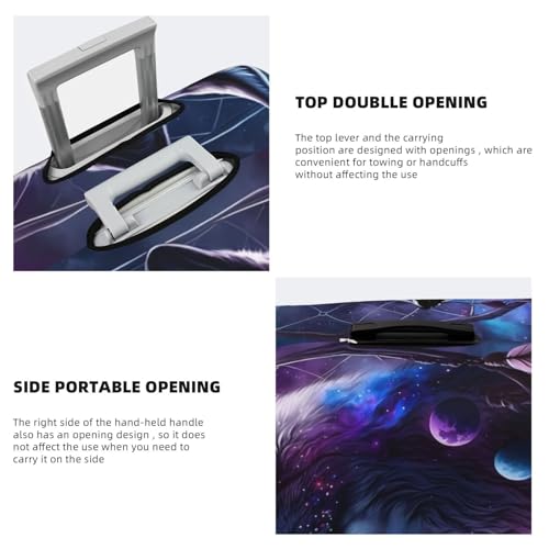 Feathered Wolf For Travel Luggage Cover Suitcase Protector Fits 18-32 Inch Travel Luggage Protector Elastic Luggage Anti-Scratch Suitcase Cover3