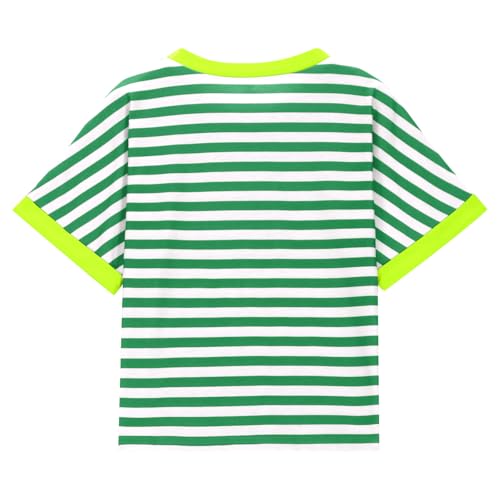 2025 Shirts for Girls Splicing Patchwork Short Sleeve T-Shirt Striped Crewneck Quick Dry Tees Summer Clothes4