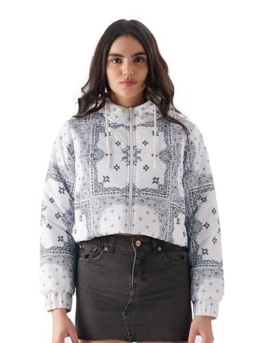 Veste bouffante contre le vent col zippé noir et blanc taille 42