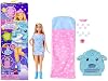 Barbie Party Unboxed Muñeca y Accesorios, Serie Revelación de Pijamada con 7 Sorpresas Incluyendo Actividad de Brillo en la Oscuridad Muñeca en Pijama Azul 2
