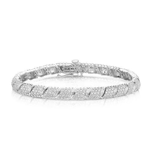 NATALIA DRAKE 1 Cttw Diamond S link Tennis Bracelet for Women in Rhodium Plated 925 Sterling Silver Color I-J/Clarity I2-I3