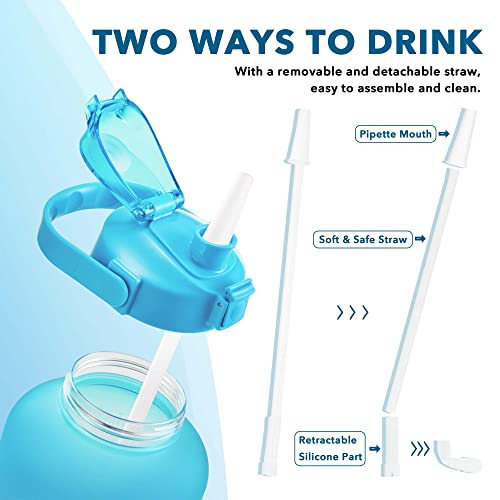 GOSWAG Replacement Bottle Lid and Straw Set (1 Straw and 1 Lid), Replacement for Gallon/Half Gallon Water Bottle of Motivational Water Bottles, Flip Top Leakproof Lid to Daily Water Bottle