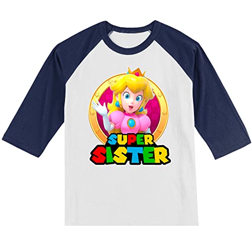 Personalized Super Family Birthday Shirt | Mario Shirts | Matching Set | Handmade Decorated Shirt | Personalized with Name and Age | Unisex 3/4 Sleeve Raglan T-Shirt | #11023