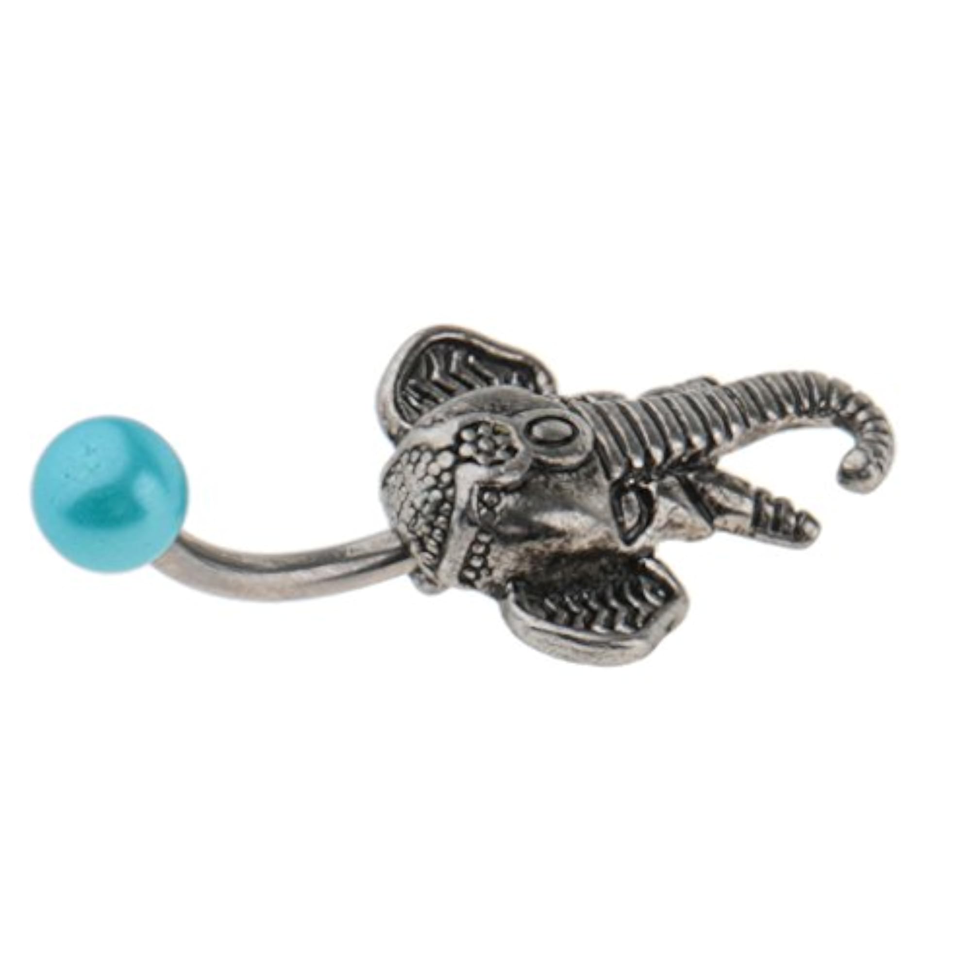 Silver Elephant Belly Button Stainless Steel Navel Ring