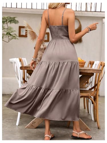 Image of BEAUDRM Women's Summer Maxi Dresses Boho Summer Wedding Guest Dress Beach Vacation Outfits Cruise Flowy Milkmaid Sundresses