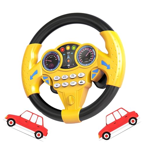 Toy Steering Wheel Pretend Driving Seat Simulated Portable Driving Controller Car Early Education Pretend Games (Yellow)
