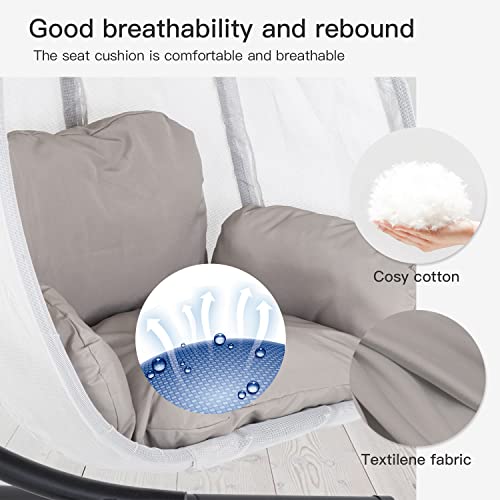 Swing Egg Chair Hammock Chair Hanging Chair With Metal Stand And Cushion For Indoor Outdoor Patio Bedroom Balcony Porch Garden,400Lbs Capacity,Gray #TOP2