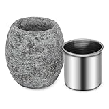 MXMZHXU Sauna Aromatherapy Stone, Sauna Essential Oil Diffuser, Natural Rock with Stainless Steel Bowl for Essential Oils, Spa Accessories