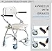 ZAIED 3-in-1 Commode Chair Shower Chair Commode Wheelchair with Pedal & Lockable Casters, Bathroom Bath Stool, Detachable Bucket for Handicap Elderly