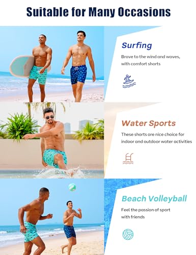 Image of APTRO Men's Swim Trunks with Compression Liner 5 Inch Bathing Suit Beach Swimsuits