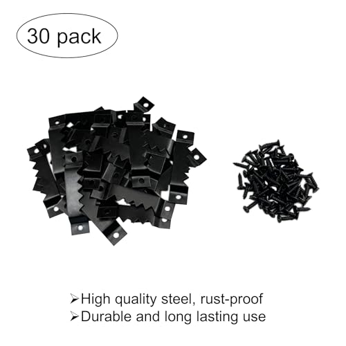 EesTeck 30 Pack Large Heavy Sawtooth Picture Hangers Steel Picture Hangers with Screws Picture Hang Solutions, for Hanging Clock Paintings Artwork Picture Frame Hook Photos (Black，Supports 50 lbs) - Thumbnail 3