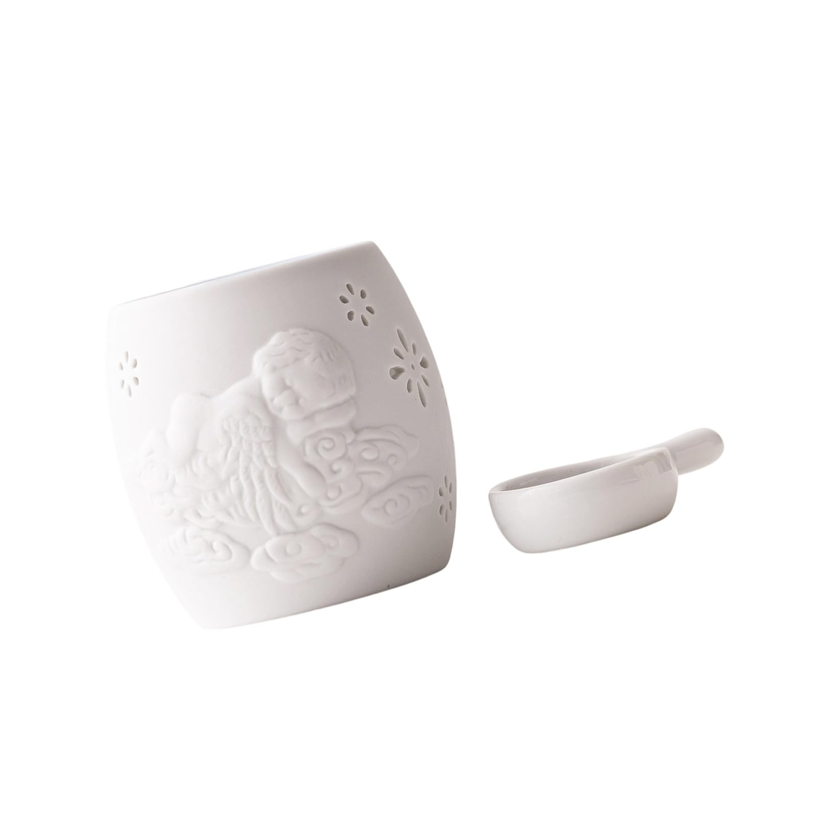 Buxuaaaa Handcrafts Ceramic Scent Burners with 3D Embossing Designs Scent Burners for Essential Oil and Meditating Decors Ceramic Diffusers Featuring Lovely