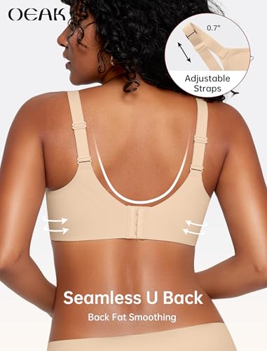 OEAK Womens Wireless Seamless Bras Full Coverage Supportive Lounge Bra Push Up Plus Size Everyday Bra Comfortable Tshirt Bras3