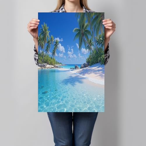 Toile affiche de plage tropicale au design violet artistique 80x120