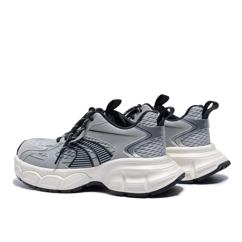 Womens Chunky Sneakers, Fashion Comfortable Round-Toe Sneakers for Women, Leather Lace Up Casual Platform Shoes, Comfortable Tennis Runnig Shoes3