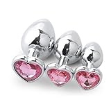 Metal Anales Butt Pulgs Massage Setting Silicone Massager Jewel Toys Beginner Trainer Set for Women Men Coupels,Expanding Crystal Diamond Anales Set Flexible Play for Personal Body RelaxN7 (Pink)