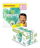 Pampers Harmonie Aqua Baby Set mit Windeln Größe 4 (9-14kg, 174 Stück) MONATSBOX, und Aqua Baby Feuchttücher, 720 Tücher (15 x 48), Baby Erstausstattung