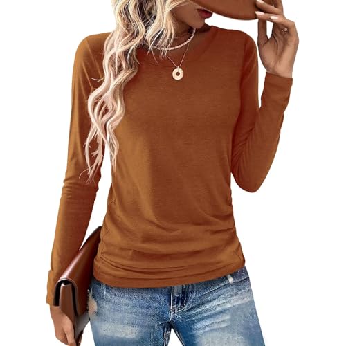 Image of Gihgoew 2 Pack Womens Tops Crewneck Soft Long Sleeve Shirts Fall Clothes Casual Tshirts Basic Tee