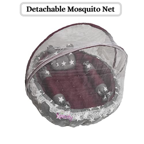 Fabrify-Baby-Reversible-Round-Bedding-Set-Cum-Mattress-With-Mosquito-Net-and-3-Multi-Shape-Pillows-For-Newborns-To-Toddlers-Unique-0-12-Month