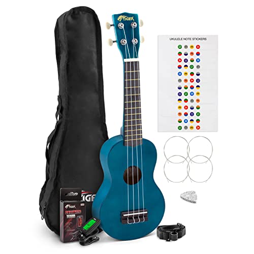 TIGER UKEKIT-TB Ukulélé soprano pour débutants avec sac de transport, médiator en feutre, jeu de cordes de rechange… - Les Beatles, Paul McCartney, John Lennon, RIngo Starr, George Harrison TIGER UKEKIT-TB Ukulélé soprano pour débutants avec sac de transport, médiator en feutre, jeu de cordes de rechange…