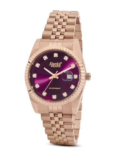 Image of Ajanta Quartz Avenza Women Analog Watch| Stainless Steel Bracelet Strap | Day & Date Display | Water Resistant | Formal & Casual Wrist Watch for Women
