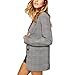 Produktbild MISSMAO_FASHION2019 Damen Anzugjacke Karrierter Blazer Klassisch Tailliert Langarm Slim Business Büro Jäckchen Anzug Casual Kurzblazer Mantel Jacke Oberteil Grau XS