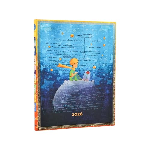 Paperblanks | 2026 Saint-Exupéry, El principito | Colección Manuscritos Bellos | 12 Meses Flexis | Ultra | Vertical | Cierre con Banda Elástica | 176 Pg | 100 GSM