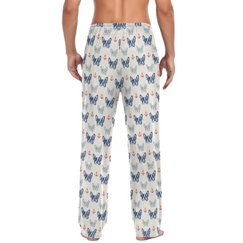 French Bulldog Pattern Mens Pajama Pants Animal Puppy Dog Paw Print Lounge Bottoms Soft Sleep Pants L4
