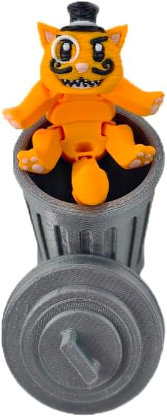 Munnygrubbers - Mr. Bigglesworth Cat & Trashcan - Articulating Fidget - 3D Printed Movable Toy - Fidget Toy - Novelty Gift - Made in USA image 5