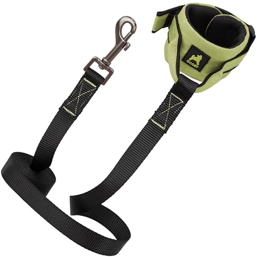 Image of Gooby Ripstop Z Wrist Band Surfer Leash - Green, 6 FT - Comfortable Hands Free Leash with Elastic Band for Small, Medium and Large Dogs