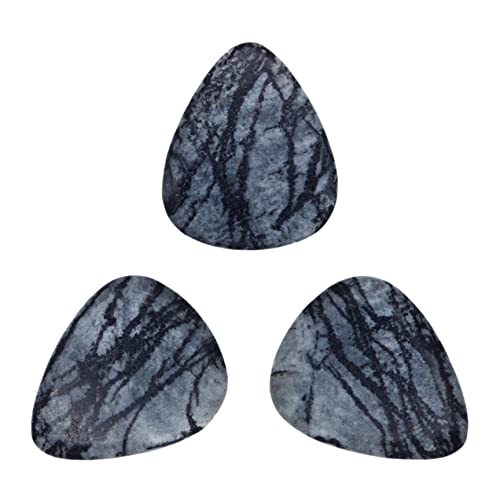 Spiderweb Jasper Stone Guitar Or Bass Pick - 3.0 mm Ultra Heavy Gauge - 351 Shape - Specialty Handmade Gemstone Exotic Plectrum - 3 Pack New