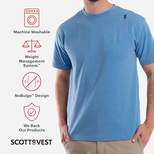 SCOTTeVEST T-Shirt for Men - 3 Hidden Pockets - Breathable Moisture Wicking Crew Neck Shirt for Travel & More2