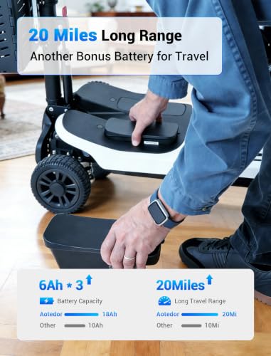Image of Aotedor Foldable Mobility Scooter for Seniors, 20 Miles Long Range Safe & Comfortable Lightweight Folding Scooter with 275lb Capacity All-Terrain Airline Cruise & FSA Approved - Extended Range
