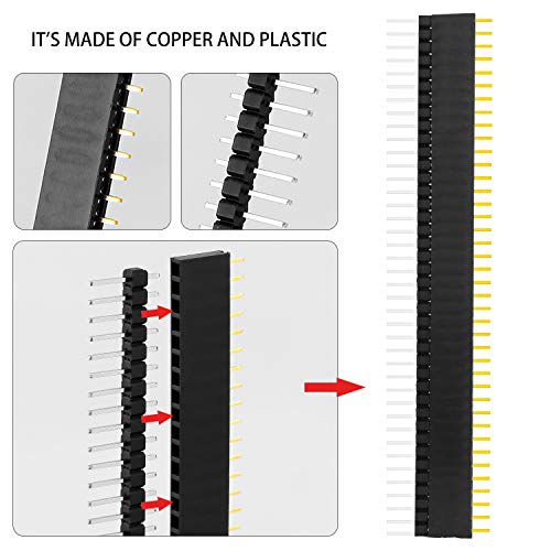 Aussel 40 Stück 2.54mm Breakaway Platine 40Pin Stecker und Buchsenleiste für Arduino Shield (PIN-2 40PCS)