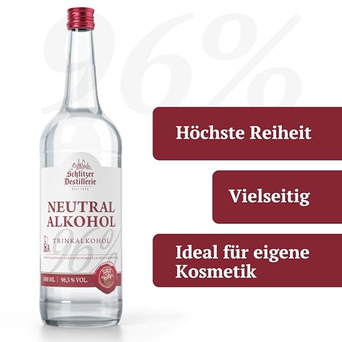 Schlitzer Neutralalkohol 96,3% vol. – Extra Fein Filtriert Hochreiner Weingeist/Ethanol für Liköransätze, Tinkturen & Kosmetik | 1 Liter