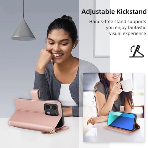 Étui Xiaomi Redmi Note 13 4G anti-piratage RFID cuir robuste pliable or - 6