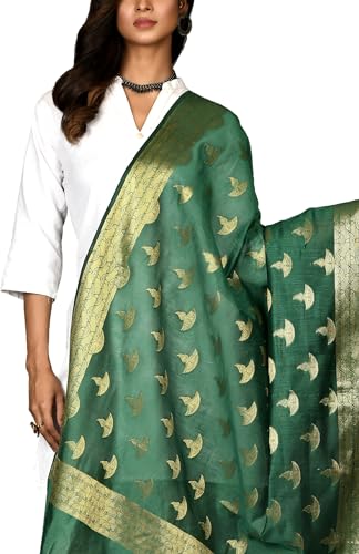 Women's Cotton Silk Zari Work Banarasi Dupatta, Shawl Scarf Wrap (Beige-2)3