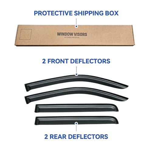Image of Window Visors Rain Guards Shield for 2005-2021 Nissan Frontier Crew Cab, Out-Channel Window Vent Wind Deflectors Visors Shades for 2009-2013 Suzuki Equator Crew Cab