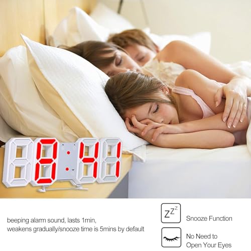 Image of 3D LED Digital Alarm Clock, Black, Red Display, Pack of 1