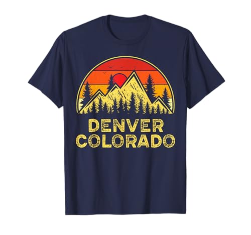 Vintage Denver Colorado CO Montañas Al Aire Libre Senderismo Souvenir Camiseta