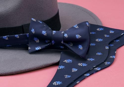 Image of HISDERN Bow Ties for Men Self Tie Animal Bowties Pocket Square Woven Silk Fun Bowtie Handkerchief Set for Wedding Party